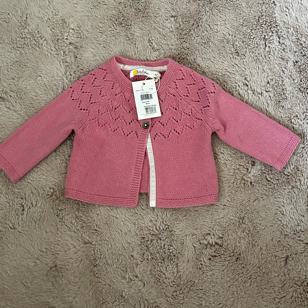 NWT pink boden cardigan size 0-3m